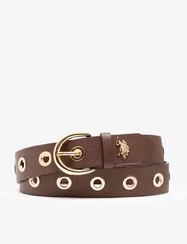 Женский ремень U.S. Polo Assn. с заклепками 38 мм, коричневый