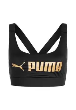 Женский спортивный бюстгальтер Mid Impact FIT PUMA, цвет Schwarz/ Gold
