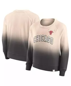 Женский светло-коричневый, черный рваный пуловер с капюшоном Chicago Bulls Lounge Arch реглан Fanatics, бежевый