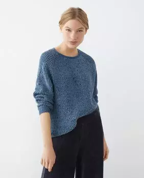 Женский свитер из синели Southern Cotton, синий
