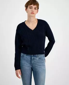 Женский свитер косой вязки с v-образным вырезом Tommy Jeans