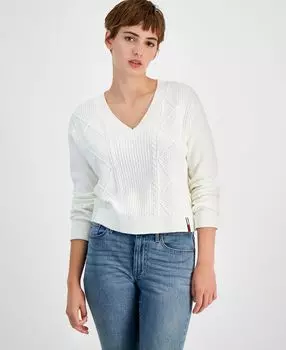 Женский свитер косой вязки с v-образным вырезом Tommy Jeans