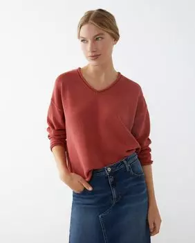 Женский свитер с V-образным вырезом Southern Cotton, коричневый