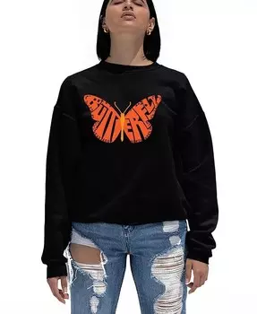 Женский свитшот с круглым вырезом и узором Word Art Butterfly La Pop Art, фиолетовый