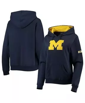 Женский темно-синий пуловер с капюшоном и большим логотипом Michigan Wolverines Team Colosseum, синий