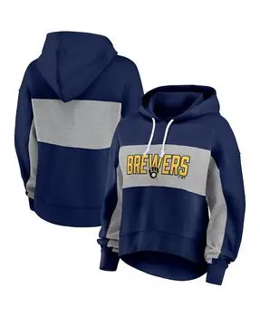 Женский темно-синий пуловер с капюшоном с логотипом Milwaukee Brewers Fanatics, синий