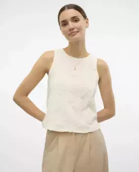 Женский топ без рукавов с цветочным узором Vero Moda, белый