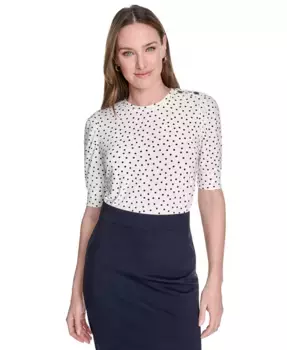 Женский топ с рукавами-фонариками в горох Tommy Hilfiger, белый