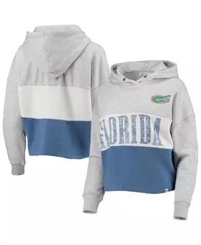 Женский укороченный пуловер с капюшоном '47 Heathered Royal Florida Gators Lizzy с цветными блоками '47 Brand