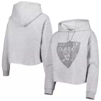 Женский укороченный пуловер с капюшоном Cuce Silver Las Vegas Raiders Crystal Logo
