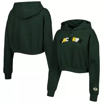 Женский укороченный пуловер с капюшоном The Wild Collective Green Green Bay Packers, цвет Pkr Green