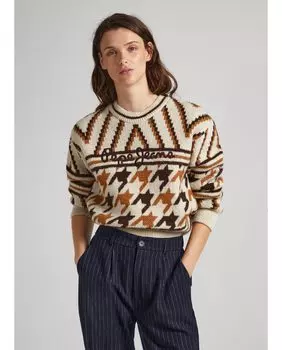 Женский укороченный свитер с жаккардовым принтом Pepe Jeans, мультиколор
