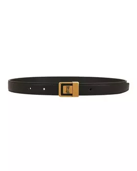 Женский узкий ремень с пряжкой Saint Laurent, цвет Nero
