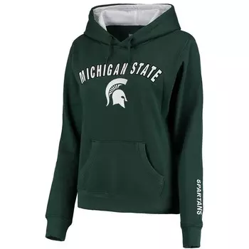 Женский зеленый пуловер с капюшоном Michigan State Spartans Arch & Logo 1 Colosseum, цвет Msu Green