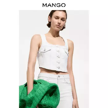 Женский жилет Mango джинсовый на пуговицах, белый