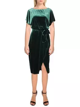 Женское бархатное платье миди с вырезом лодочкой Kensie Dresses, изумруд