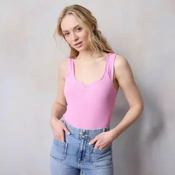 Женское боди LC Lauren Conrad со сборками спереди, цвет Kaia Pink