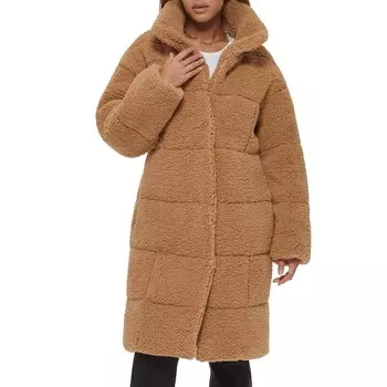 Женское длинное стеганое пальто из шерпы Levi's, цвет Chestnut