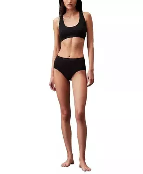 Женское гибкое бесшовное бикини с высокой посадкой, нижнее белье QD5160 Calvin Klein, коричневый