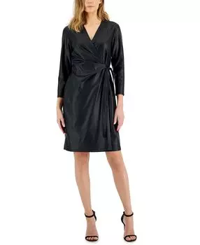 Женское классическое платье из искусственной кожи с запахом Anne Klein, мульти