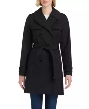 Женское короткое двубортное тренчкот kate spade new york, черный