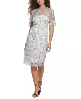 Женское кружевное платье-футляр с короткими рукавами Eliza J, мульти