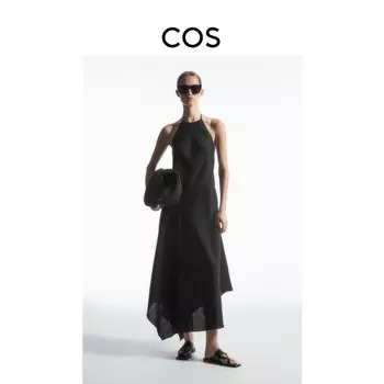 Женское льняное платье Cos без рукавов, черный