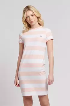 Женское платье-футболка в полоску U.S. Polo Assn, розовый