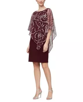 Женское платье-футляр с вышивкой и накидкой SL Fashions