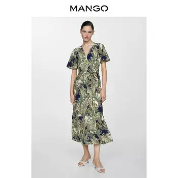 Женское платье Mango длинное, зеленый