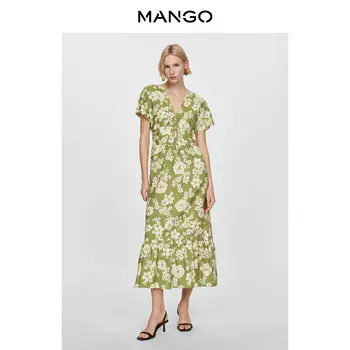 Женское платье Mango с цветочным принтом, зеленый