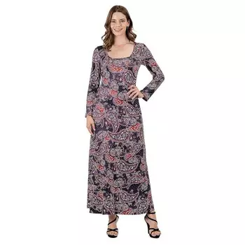 Женское платье макси с длинными рукавами 24Seven Comfort Apparel, цвет Red Multi