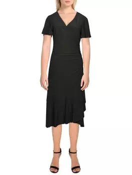 Женское платье миди со сборками Kensie Dresses, черный
