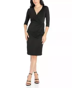 Женское платье с драпировкой и V-образным вырезом 24seven Comfort Apparel, черный