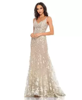 Женское платье с корсетом и цветочной вышивкой Mac Duggal, мультиколор