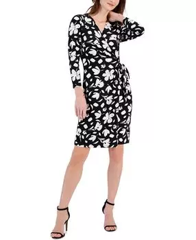 Женское платье с запахом и длинными рукавами с цветочным принтом Anne Klein, мульти