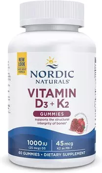 Жевательные витамины Д3, К2 Nordic Naturals, 60 таблеток