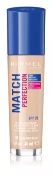 Жидкая основа SPF 20 Rimmel Match Perfection, оттенок 010 Ligh Porcelain 30 мл
