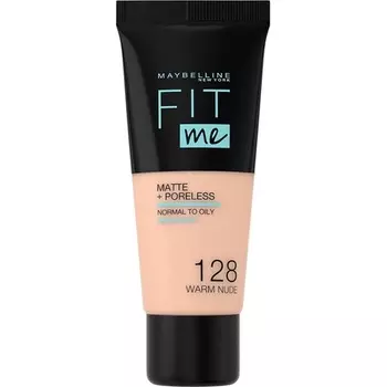Жидкая тональная основа Fit Me Matte & Poreless 128 Warm Nude, 3 омл Maybelline New York
