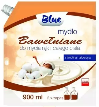 Жидкое мыло Blue, Хлопок, сменный блок, 900мл, BLUE-9
