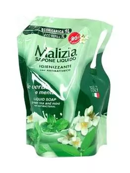 Жидкое мыло, зеленый чай и мята, сток, 1л Malizia
