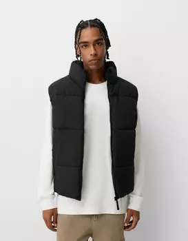 Жилет из стеганого пуховика Bershka, черный