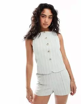 Жилет Miss Selfridge Coord с пуговицами в зеленую полоску
