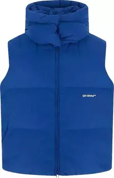 Жилет Off-White Bounce Hooded Down Vest 'Peacock/White', синий