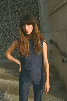 Жилет с эффектом денима ZARA, индиго