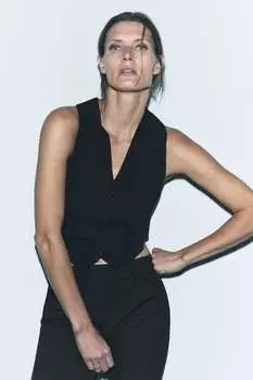 Жилет с перекрещенной спиной ZARA, черный