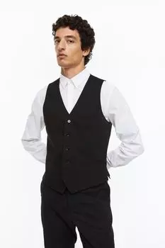 Жилет Slim Fit H&M, черный