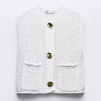 Жилет Zara Chunky Knit, белый