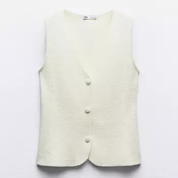 Жилет Zara Plain Knit Fitted, экрю