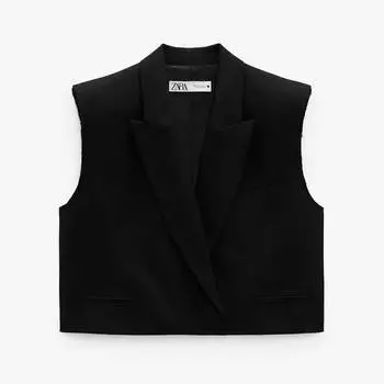Жилет Zara Wool Blend Short, черный